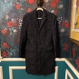 J. Crew Men's Dark Navy Tweed Trench Coat